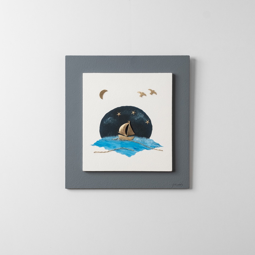 Wall piece with a boat