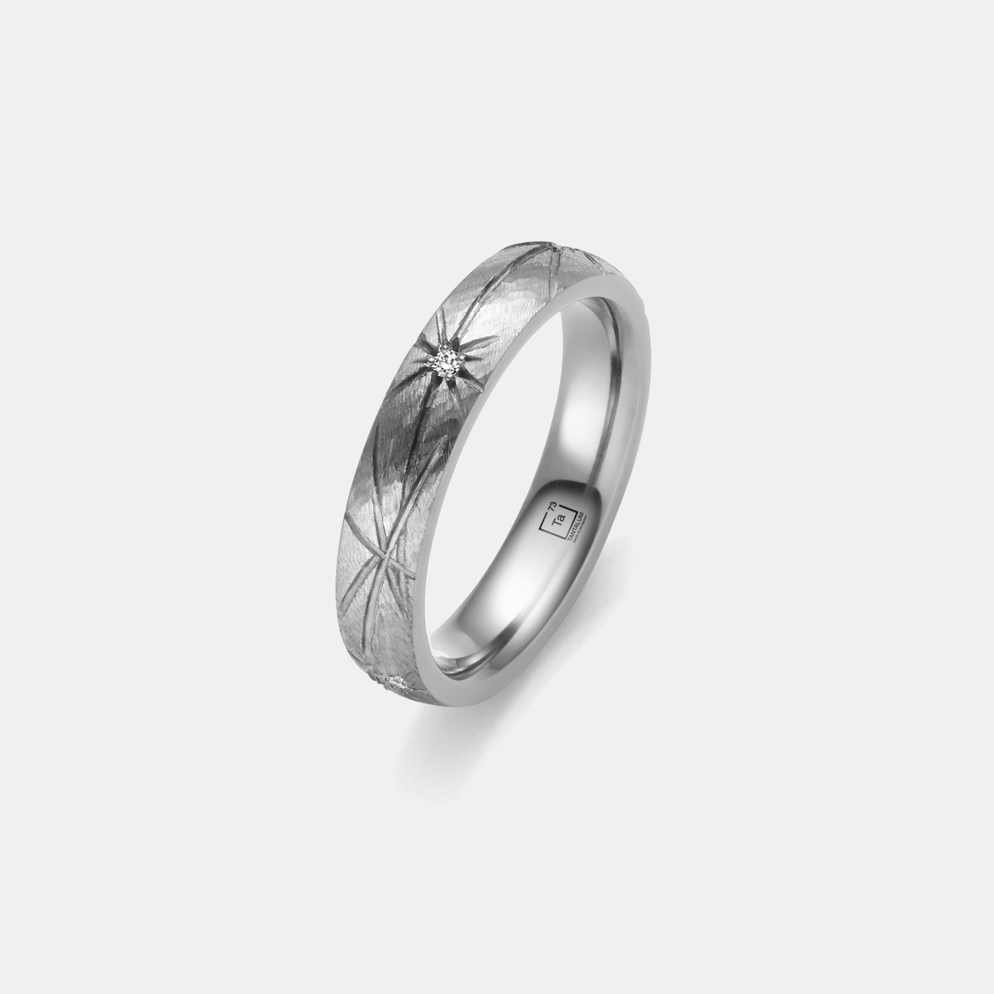 Tantalum Wedding Ring With Star Design & Diamonds