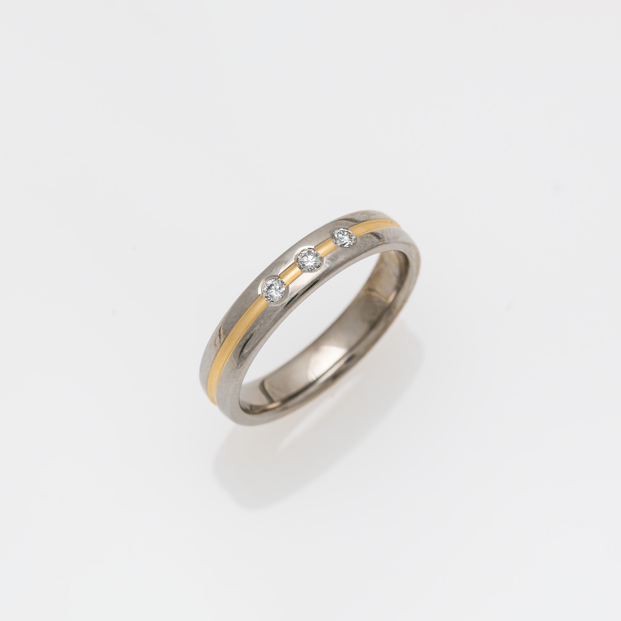 Titanium Wedding Ring With Gold & Diamonds